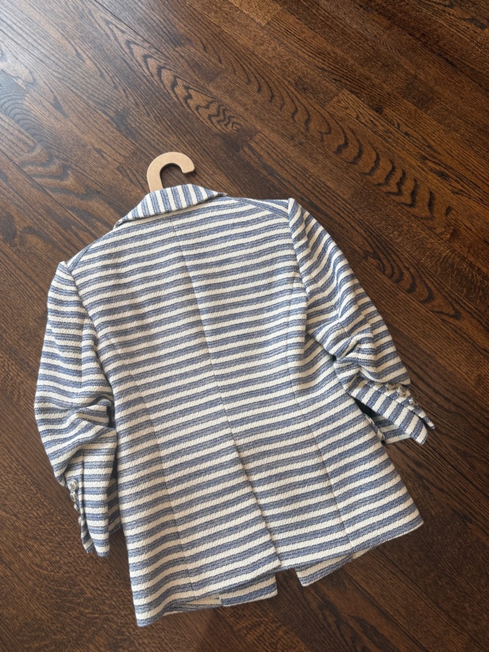 Veronica Beard Blue & White Striped Double-Breasted Blazer - Picture 2 of 5
